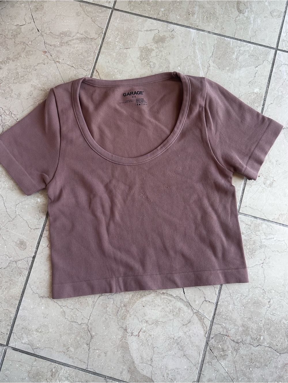 Garage Mauve Ribbed Scoop Crop Top